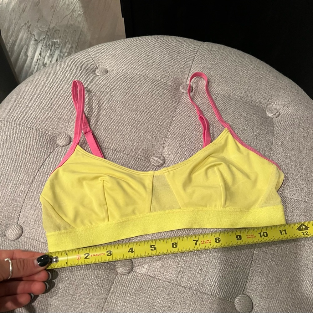 NWOT Colsie highlighter yellow & pink sports bra bralette XS